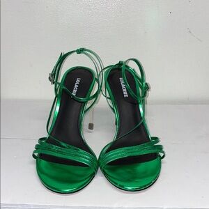 🍀Metallic Green Strappy Lola Cruz Sandals